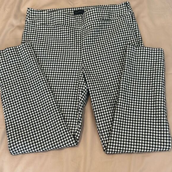 Talbots sz12 black/white check Chatham ankle pant back pockets ankle slits - Picture 1 of 13